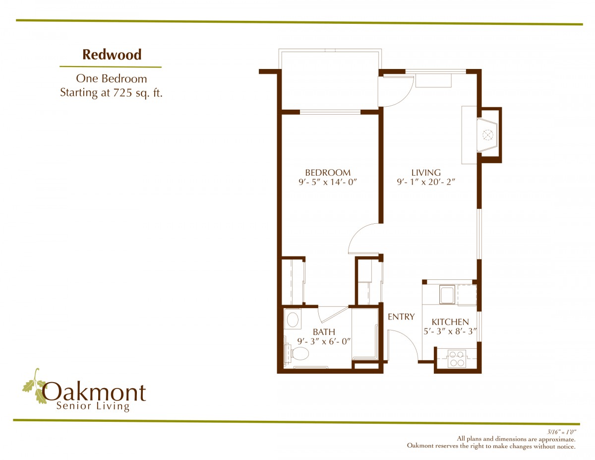 Floor plan for a one-bedroom apartment layout.