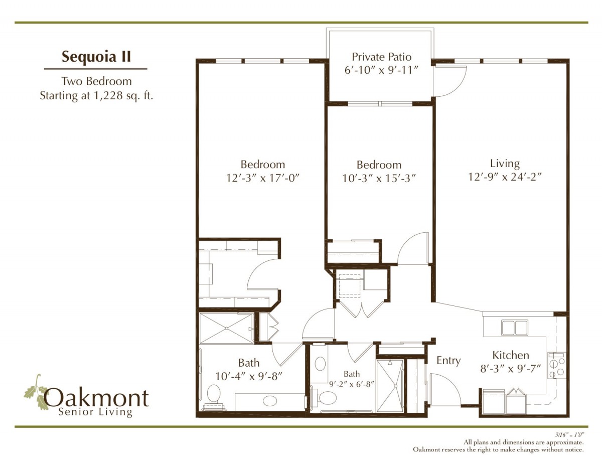 Floor plan of an apartment unit showing room dimensions and layout.