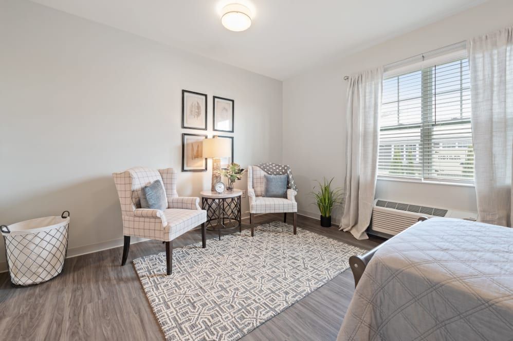 A cozy and modern living room with stylish furniture and decor.