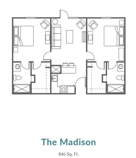 Floor plan layout of The Madison apartment.