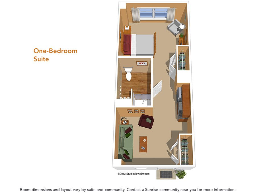 A floor plan for a one-bedroom apartment, priced at $600, showcasing the layout of the living space.