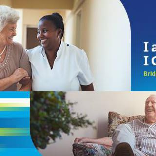 A caregiver shares a joyful moment with an elderly resident, symbolizing compassionate senior care.