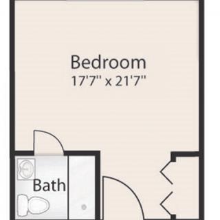Simple bedroom and bathroom floor plan.
