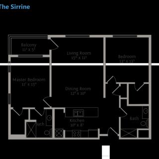 Floor plan of an apartment showing the arrangement of rooms and spaces.