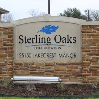 Entrance sign for Sterling Oaks Residential Station located at 25150 Lakecrest Manor.