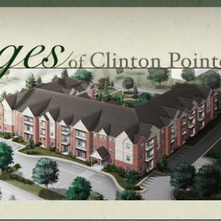 Architectural rendering of a residential complex, titled 'Clinton Point'.
