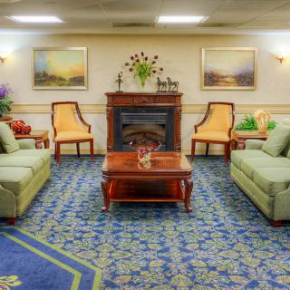 A cozy living room with sofas, chairs, a fireplace, and elegant decor.