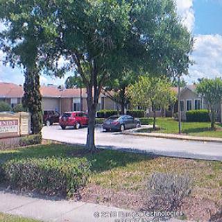 A peaceful residential community with well-maintained landscaping and vehicles parked along the street.