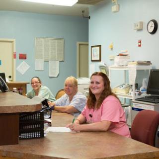 Friendly staff at the reception desk.
