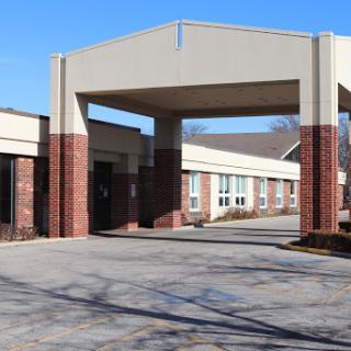 A welcoming entrance to a modern educational facility.