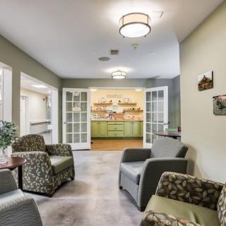 A well-designed lobby area with comfortable seating and modern decor.