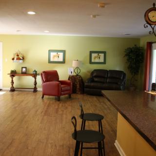 A cozy living room with comfortable seating and stylish decor.