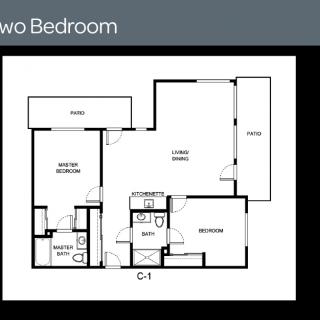 A floor plan layout for a two-bedroom apartment.