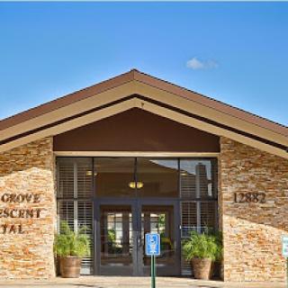 Front entrance of a community hospital.