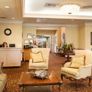 A welcoming lobby with comfortable seating and elegant decor.