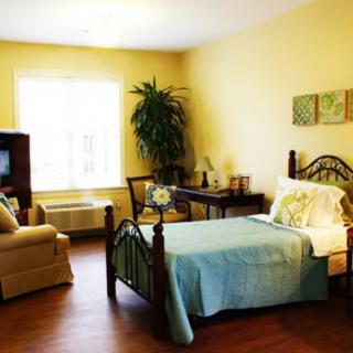 A cozy bedroom with bright decor and natural lighting.