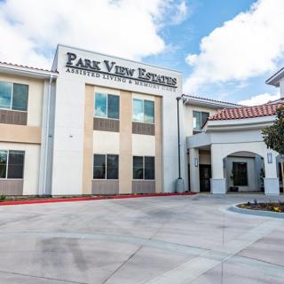 Exterior view of Park View Estates, a senior living facility.