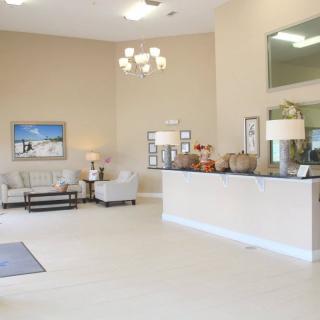 A spacious and modern lobby area with comfortable seating and stylish decor.