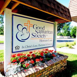 A welcoming sign for the Good Samaritan Society, emphasizing care and support.