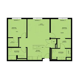 A detailed architectural floor plan layout for a residential building.