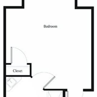 A simple floor plan depicting a bedroom with a closet.