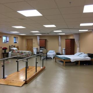 A well-equipped rehabilitation therapy room designed for patient care and recovery.