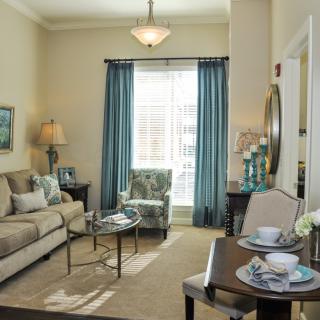 A cozy living room with a comfortable sofa, armchair, and elegant decor.