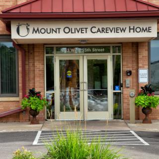 Entrance of Mount Olivet Careview Home with visible signage.