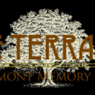 A stylized logo featuring a large tree with text overlaying it.