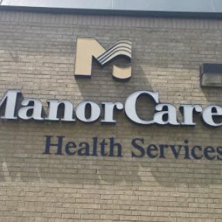 The exterior signage of ManorCare Health Services.