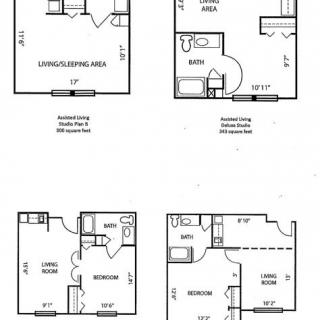 Detailed architectural floor plans showcasing multiple living spaces and room layouts.
