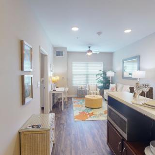 A modern living room with contemporary decor and furnishings.