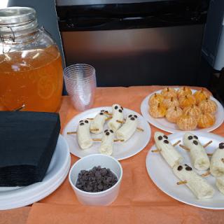 A festive spread featuring delicious snacks and refreshing drinks.
