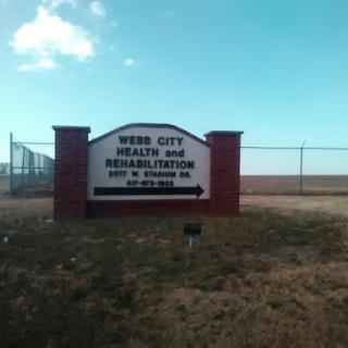 Sign for Webb City Health and Rehabilitation Center.