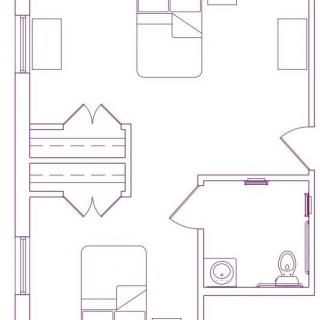 A floor plan illustrating the layout of a residential space with labeled rooms and furniture.