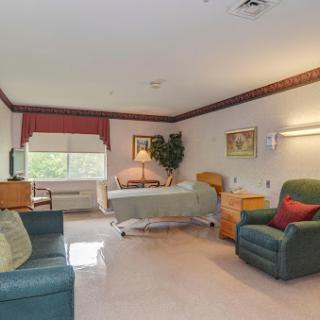 A comfortable hospital room designed for patient care.