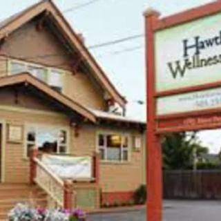 A wellness center with a prominent sign outside.