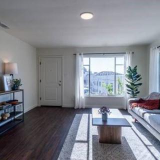 A bright and modern living room with minimalist decor and ample natural light.