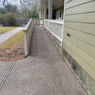 An outdoor ramp leading to a building entrance, promoting accessibility.