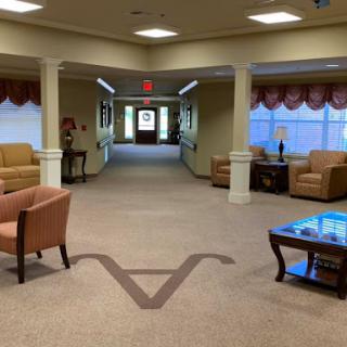A welcoming interior lobby featuring comfortable seating and natural light.