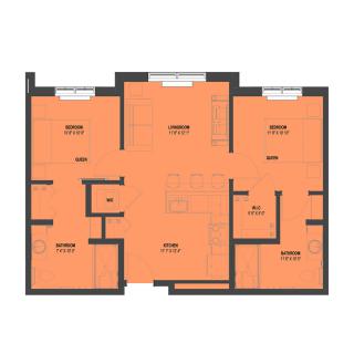 An architectural floor plan depicting the layout of a residential space.