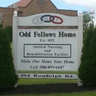 A sign for Odd Fellows Home, a skilled nursing and rehabilitation facility established in 1892.