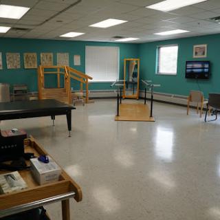 A well-equipped physical therapy room designed for rehabilitation activities.