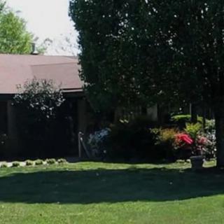 A suburban house with a well-maintained garden and lush greenery.