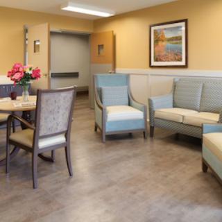 A welcoming waiting area with comfortable seating and tasteful decor.