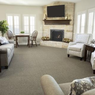 A cozy living room with comfortable seating, a fireplace, and a TV.