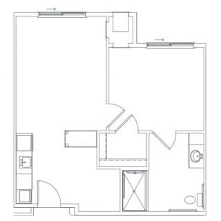 An architectural floor plan of an apartment layout.