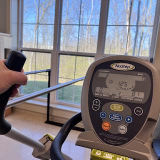 Getting a workout in while enjoying a view of nature.