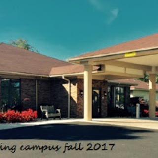 A view of the campus building during the fall of 2017.