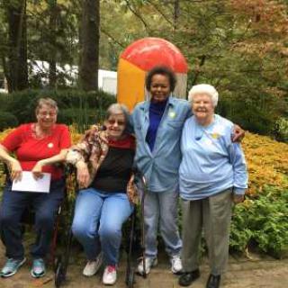 A group of friends enjoying a day outdoors in the autumn.
